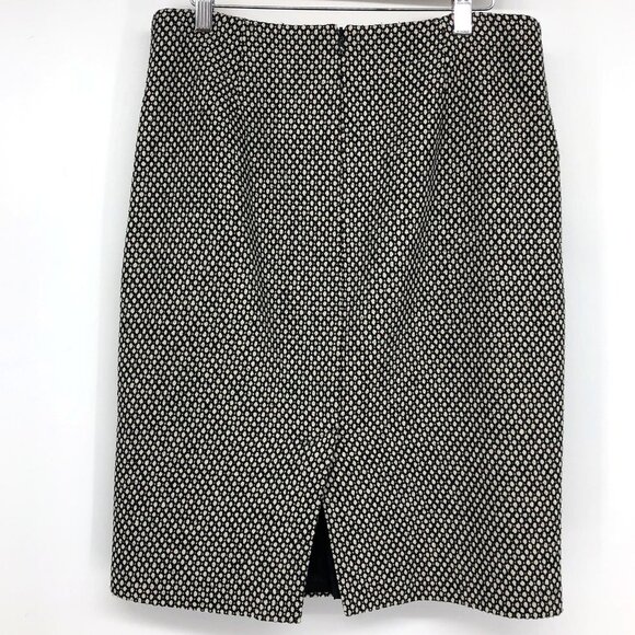 Lord & Taylor Black + white geometric print acrylic knit pencil skirt size 6 - Picture 2 of 13